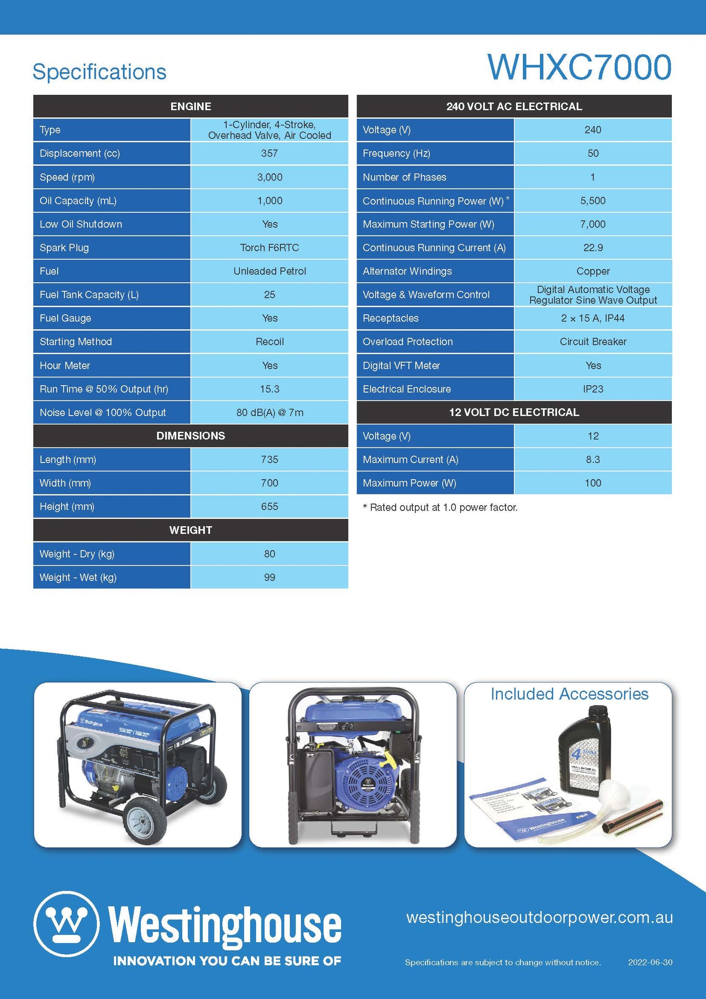 WHXC7000 Portable Generator