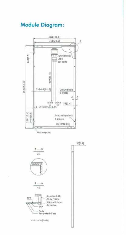 200W Mono Crystalline Solar Panel