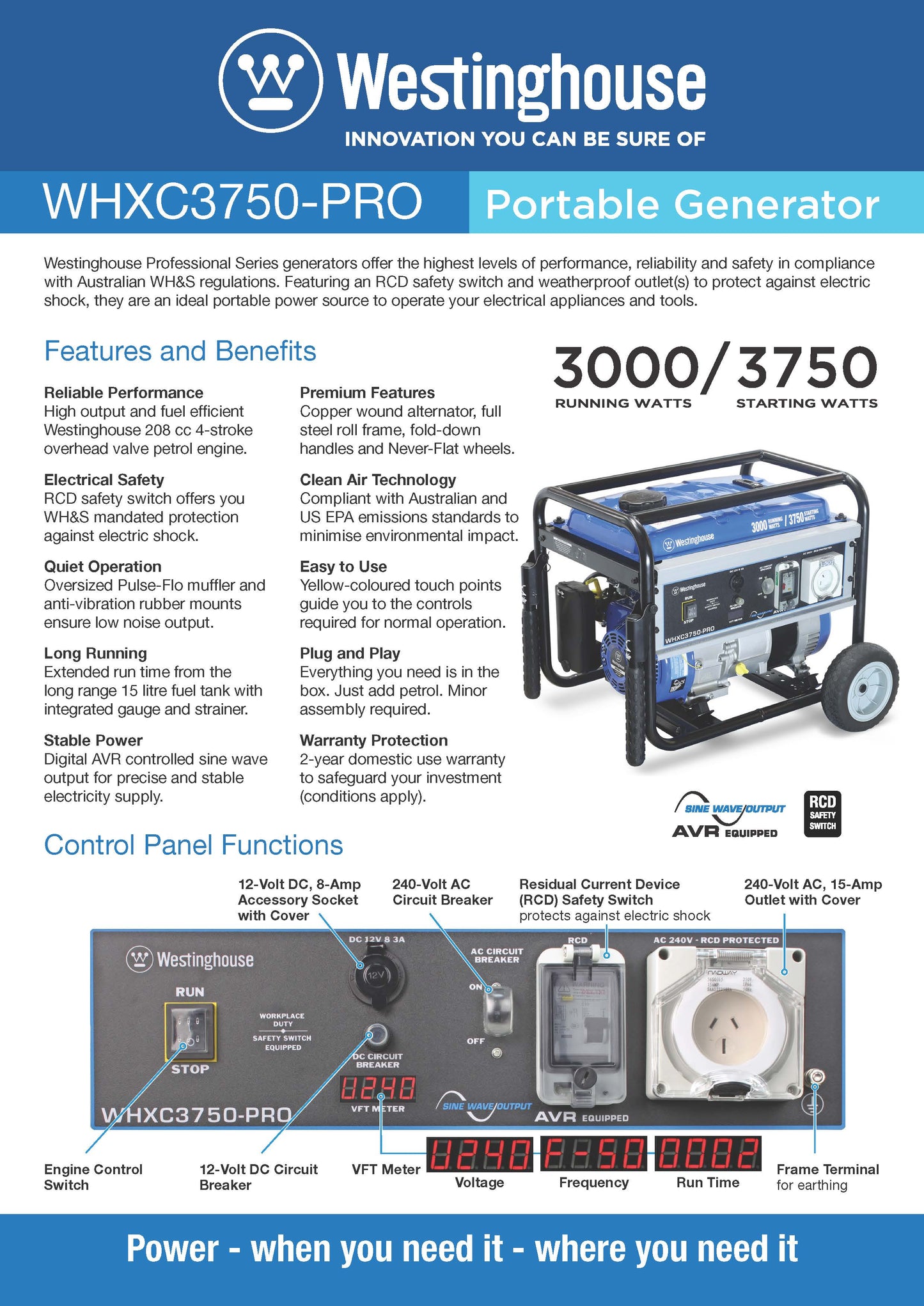 WHXC3750 PRO Portable Generator