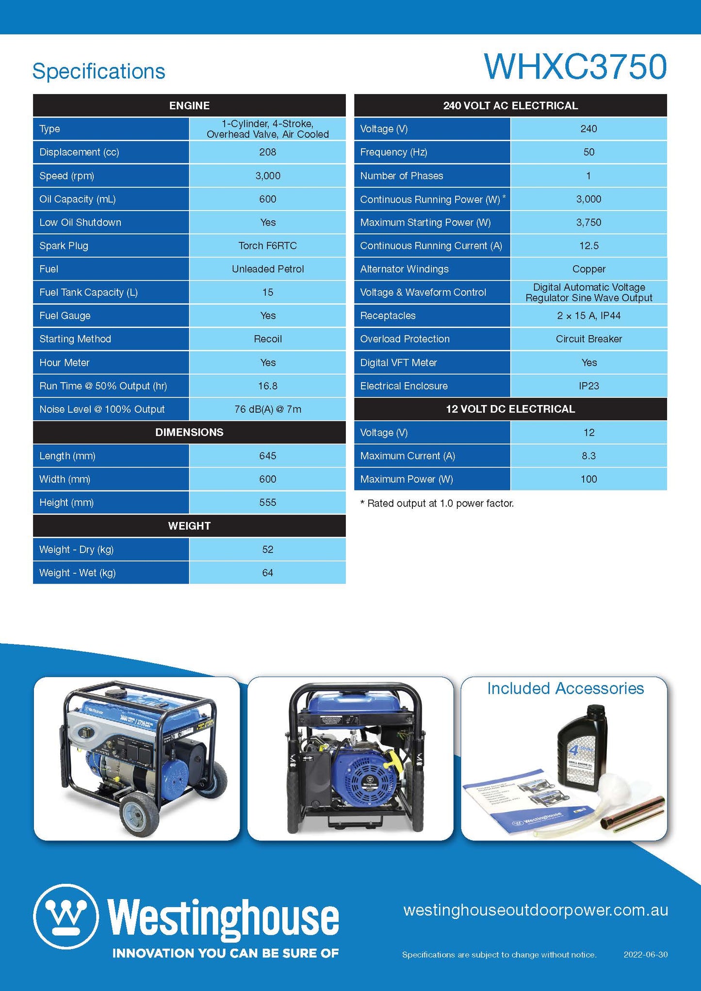 WHXC3750 Portable Generator