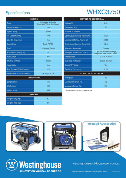 WHXC3750 Portable Generator