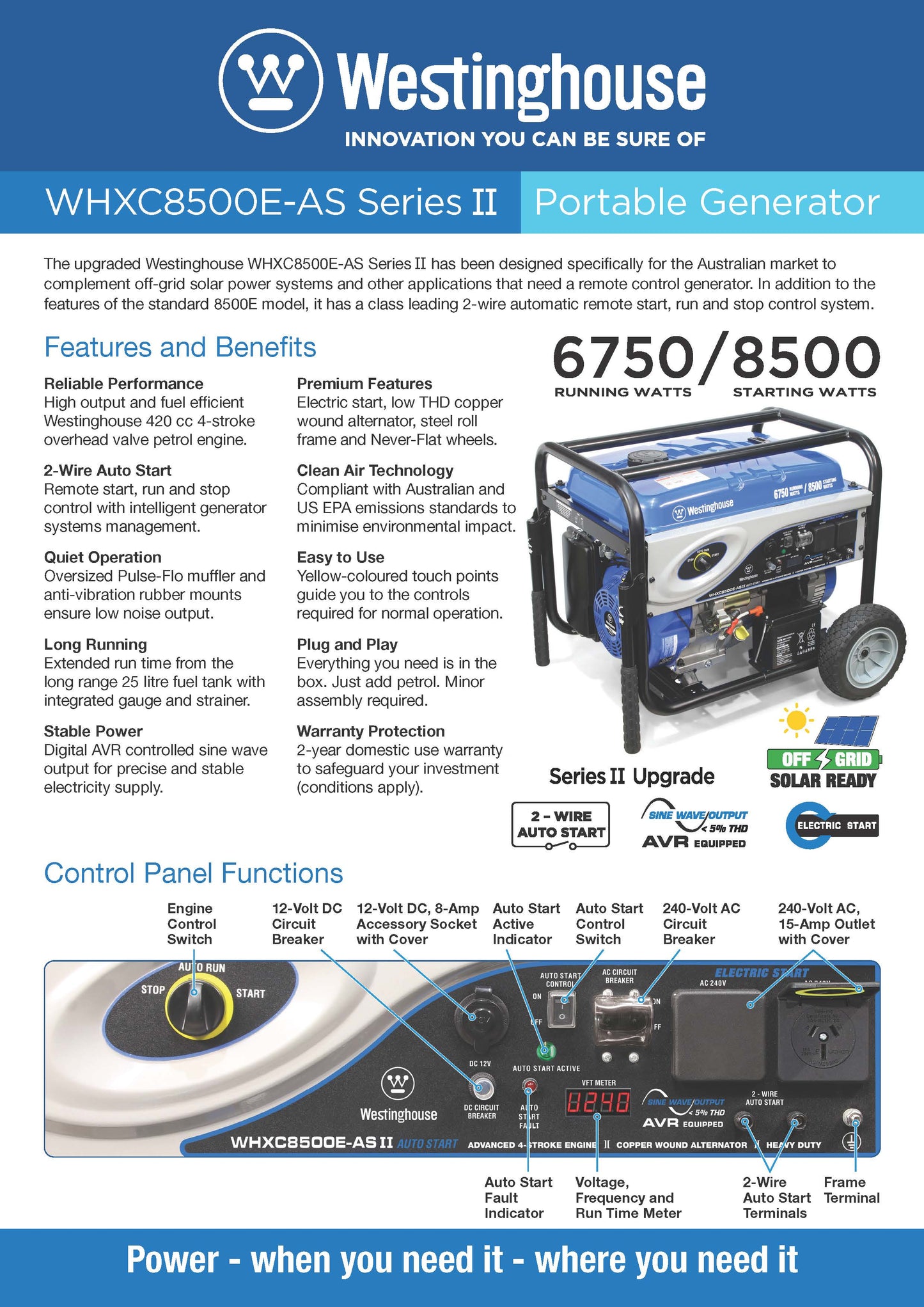 WHXC8500E-AS II Portable Generator