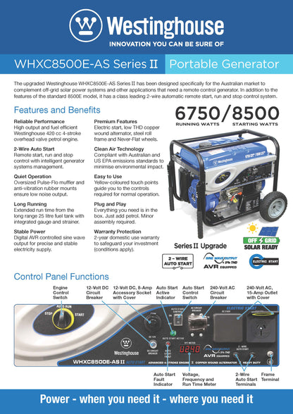 WHXC8500E-AS II Portable Generator